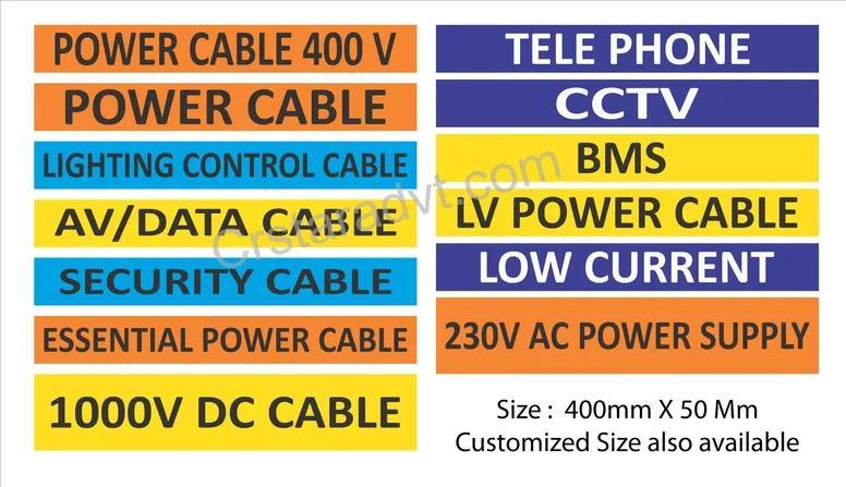 Engraved traffolyte cable marker tags for power, data, CCTV and BMS services